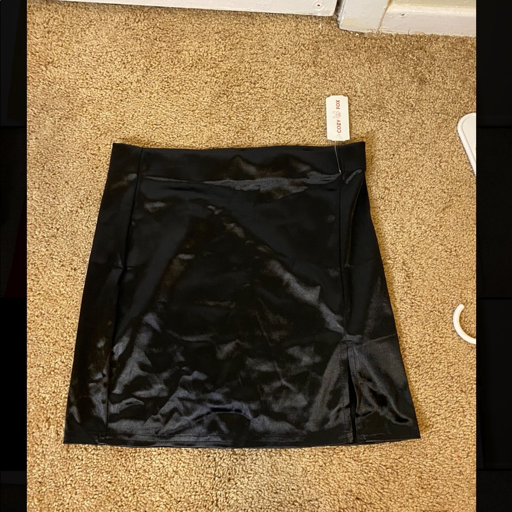 Black silk skirt